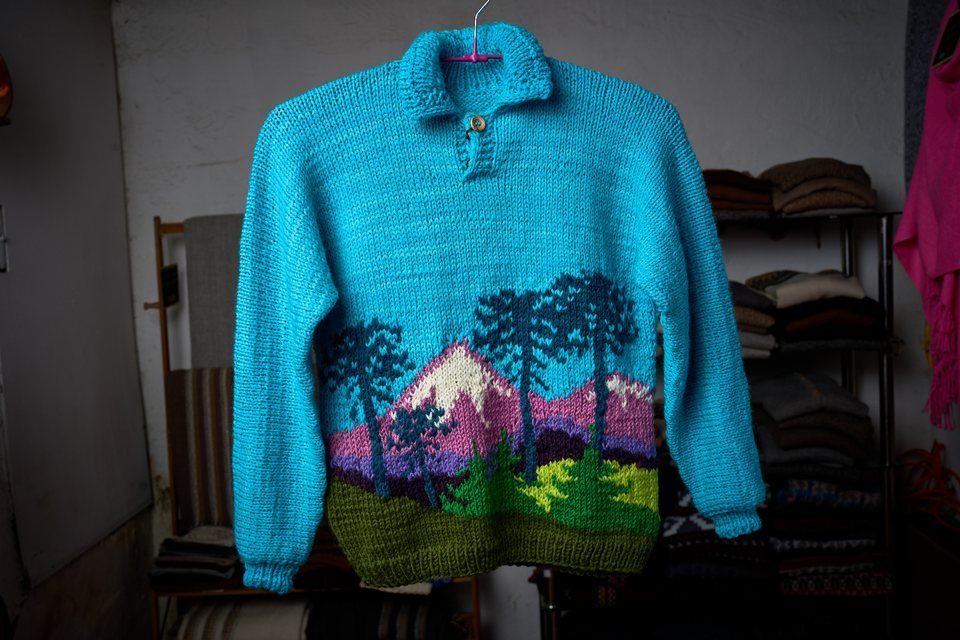 Chaleco niño · Araucarias, otra vista · turquesa