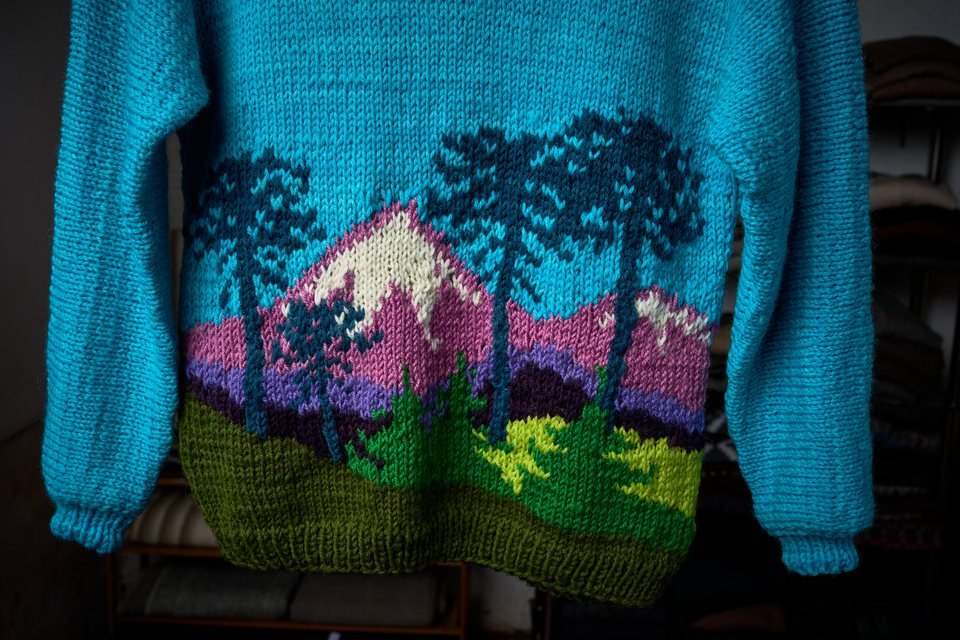 Chaleco niño · Araucarias, otra vista · turquesa